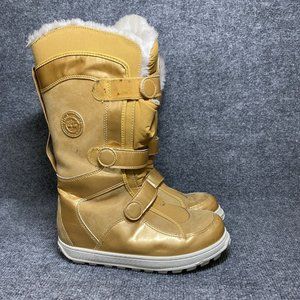 Timberland Snow Boots Womens 6 Tan Leather Moon Hook & Loop Winter